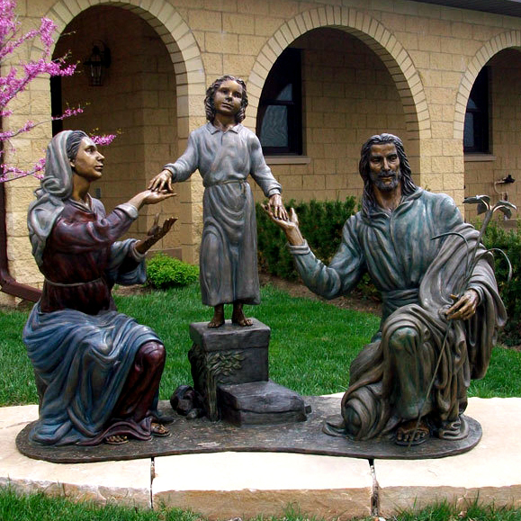 A family of jesus bronze statue for garden and park decoration